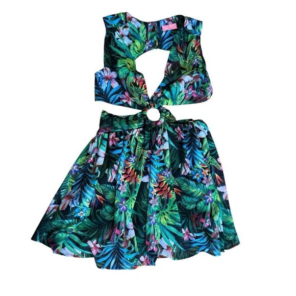 Lilly’s Kloset Tropical Floral Cutout Fit and Flare Dress - Picture 5 of 8